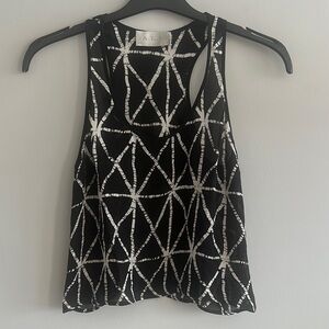 A.L.C. Silk Black and White Crop Tank Top Sz. XS